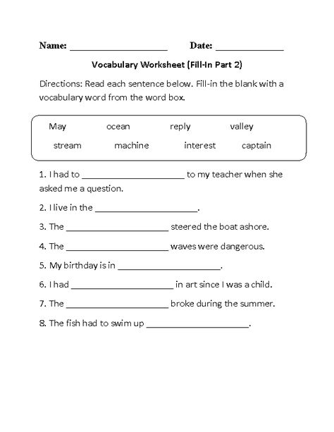 Fill-In Vocabulary Worksheets Part 2 6th Grade English, Conjunctions Worksheet, 6th Grade Worksheets, Dictionary Skills, Word Boxes, Improve Your Vocabulary, Collective Nouns, Grade Spelling, English Grammar Worksheets