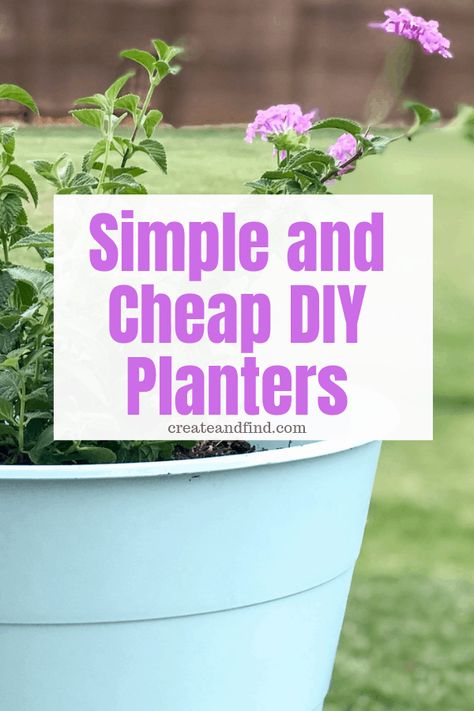 Diy Garden Pots & Planters, Cheap Big Planter Ideas, Inexpensive Planter Ideas, Easy Flower Pot Ideas, Sidewalk Planter Ideas, Cheap Flower Pot Ideas, Cheap Large Planters Diy, Pot Flowers Ideas Planters, Diy Plant Containers Ideas