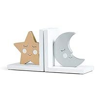 Celestial Nursery, Nursery Bookends, Wooden Baby Mobile, Star Theme, Wood Bookends, Wooden Bookends, Moon Nursery, Decorative Bookends, Theme Nursery