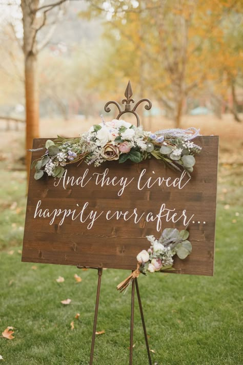 Wedding Happily Ever After, Fairytale Wedding Sign, Fairytale Theme Decoration, Whimsical Fairytale Wedding Theme, Fairytale Wedding Simple, Fairytale Wedding Mood Board, Country Fairytale Wedding, Summer Fairytale Wedding, Once Upon A Dream Wedding