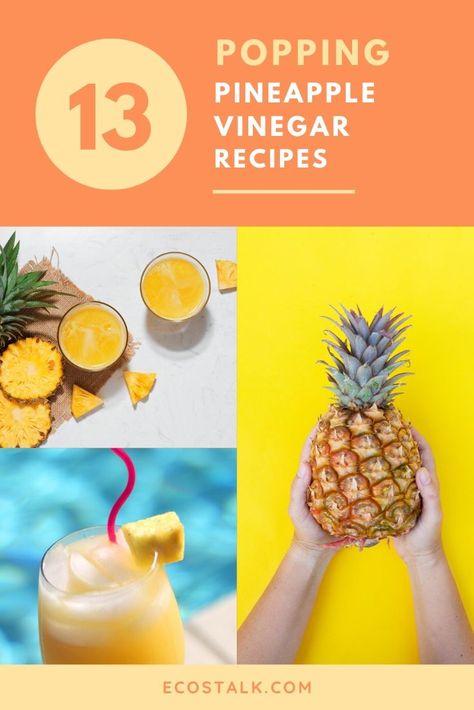 Pineapple Vinegar Recipes, Vinegrette Recipe, Basalmic Vinegar, Pineapple Vinegar, Vinegar Recipes, Morning Cocktail, Infused Vinegars, Vinegar Drinks, Vinegar Salad Dressing