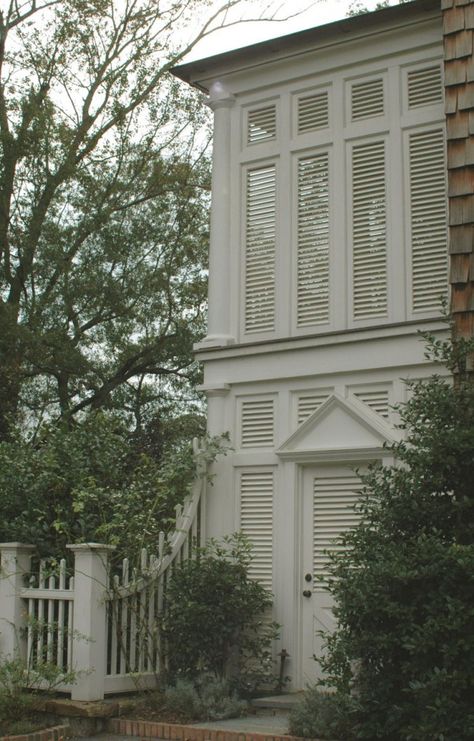 Saltbox Shingle | Carraway & Associates Architects Cancun House, Southern Houses, Porch Privacy, Brick Porch, Shutter Decor, Bahama Shutters, Beach Architecture, Side Entrance, Covered Porches