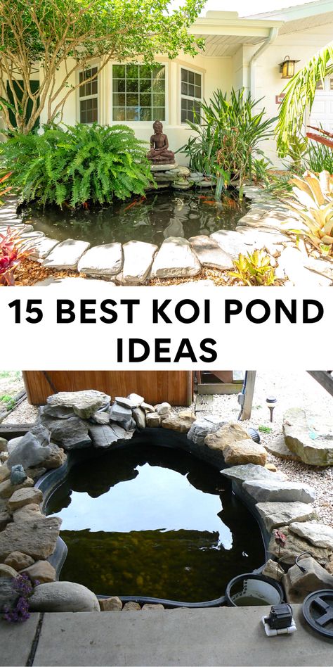 15 Best Koi Pond Ideas For Your Garden Raised Ponds Ideas, Small Patio Pond Ideas, Outdoor Pond Ideas Landscaping, Koi Fish Pond Ideas, Japanese Koi Pond Design, Backyard Koi Pond Ideas, Small Koi Pond Ideas, Garden With Koi Pond, Waterfall Architecture