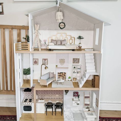 Gabrielle W Art on Instagram: “Finally finished my first 1:6 scale dollhouse for a client 💓 Swipe to see close-ups and what it looked like before. Thanks to my…” Barbie Doll House, 3d Laser, Laser Printer, Diy Dollhouse, Pottery Barn Kids, Barbie Dolls, Dollhouse Miniatures, Loft Bed, Printer