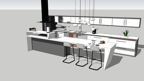 Kitchen 3d Warehouse, Kitchen 3d, Sketchup Model, Kitchen Models, 3d Warehouse, Building Design, Modern Kitchen, Standing Desk, Breakfast Bar