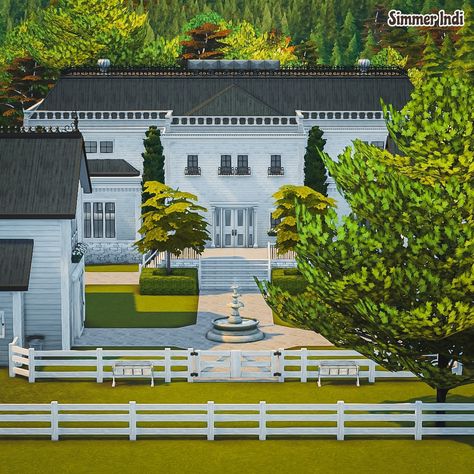 Sims 4 Modern Ranch, Sims 4 Horse Stable, Sims 4 Equestrian, Fancy Horse Barns, The Sims 4 Builds, Horse Ranches, Luxury Horse Barns, Sims 4 Builds, Luxury Equestrian