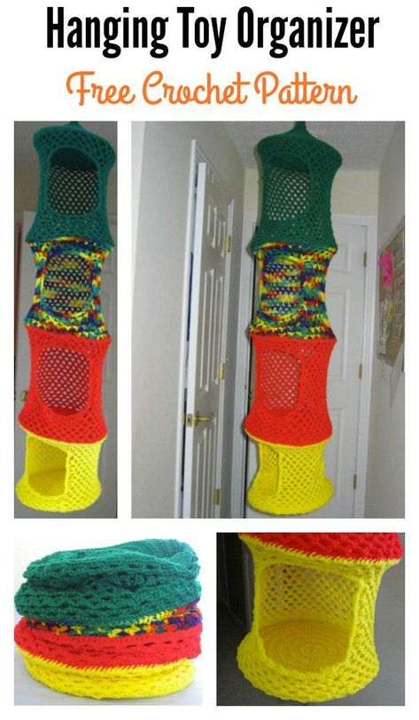 Hanging Toy Organizer Free Crochet Pattern Crochet Net Storage, Crochet Toy Storage Hammock, Crochet Stuffie Hammock, Crochet Trash Can For Car, Crochet Hanging Bag, Crochet Storage Hammock, Crochet Toy Storage, Crochet Hammock, Toy Net