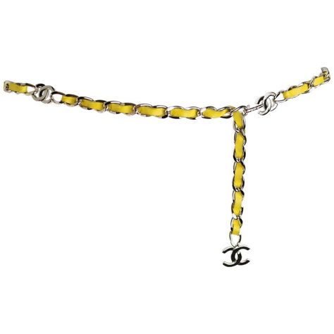 Belt Chanel, Chanel Chain Belt, Chanel Yellow, Silver Chain Belt, Yellow Belt, Yellow Logo, Silver Belt, Chanel Chanel, Chain Belts