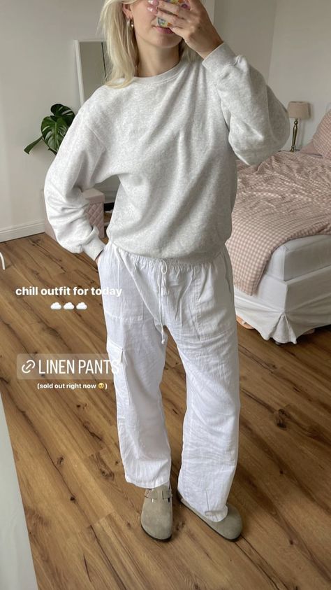 Linen Pants Outfit Winter, Fall Winter Capsule Wardrobe, Linen Pants Outfit, Winter Pants Outfit, Fits Clothes, Fall Capsule Wardrobe, Summer Lookbook, Chill Outfits, Sweatshirt Outfit