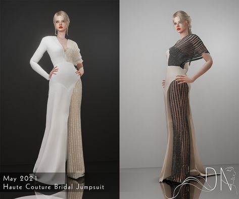 Sims 4 Couture, Sims Dress, Haute Couture Bridal, Look Formal, Bridal Jumpsuit, The Sims 4 Download, Cc Folder, Maxis Match Cc, Couture Bridal