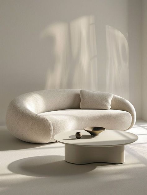 Minimal Couch, Round Couch, Urban Minimalism, Condo Living Room, Minimalist Sofa, Soft Modern, Bedroom Seating, Hall Decor, Dream House Rooms