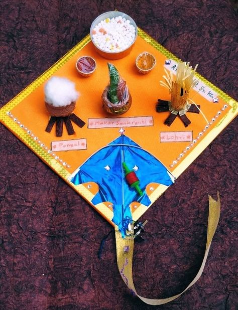 Pongal, Makar Sankranti, Lohari Sankranti Craft Ideas For Kids, Pongal Celebration Ideas, Makar Sankranti Craft For Kids, Makar Sankranti Activity For Kids, Sankranti Packing Ideas, Pongal Craft Ideas For Kids, Kite Decoration Ideas Kids Crafts, Sankranti Gift Ideas, Makar Sankranti Decoration At Home