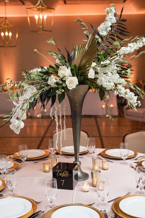 Art Deco Centerpiece, Hanging Amaranthus, Gatsby Party Decorations, Downtown Fort Worth, Art Deco Flower, Art Deco Theme, Olive Branches, Event Furniture, Art Deco Floral