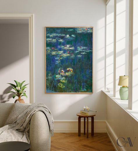 Rustic Landscaping, Large Wall Art Canvas, Claude Monet Water Lilies, Emma Style, Monet Water Lilies, Country Paintings, Large Canvas Wall Art, Vintage Landscape, Extra Large Wall Art