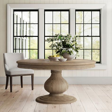 Hudson Pedestal Dining Table & Reviews | Birch Lane 60 Round Dining Table, Pine Dining Table, Circular Table, Wood Pedestal, Pedestal Dining Table, Solid Wood Dining Table, Traditional Kitchen, Decorating Coffee Tables, Birch Lane