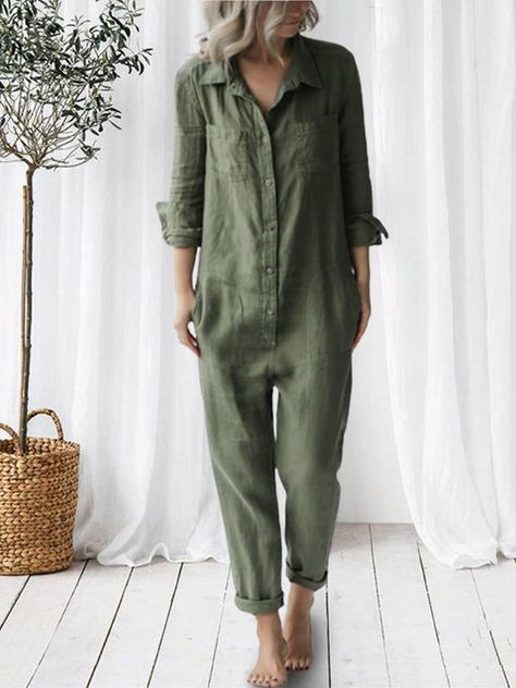 Romper Long Pants, Womens Jumpsuits Casual, Vintage Romper, Jumpsuit Casual, Casual Cargo Pants, Pockets Fashion, Bodycon Jumpsuit, Cotton Jumpsuit, Linen Jumpsuit