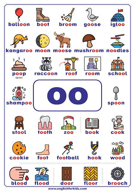 oo words phonics Oo Words Phonics, Grade 3 Phonics, Oo Phonics, Oo Words, Ingles Kids, Phonics Chart, Teach English To Kids, Team Poster, Phonics Posters