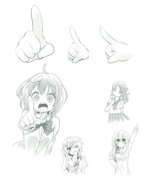 Chibi Pointing Pose, Pointing Up Pose Reference, Hand Pointing Up Drawing, Pointing Hand Reference, Pointing Pose Reference, Pointing Pose, Anime Tutorial, Manga Drawing Tutorials, Hand Reference