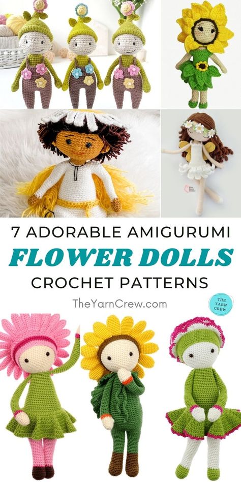 Flower Doll Crochet, Amigurumi Flower, Flower Doll, Doll Patterns Free, Crochet Fairy, Yarn Flowers, Crochet Dolls Free Patterns, Pixel Crochet, Crochet Quilt