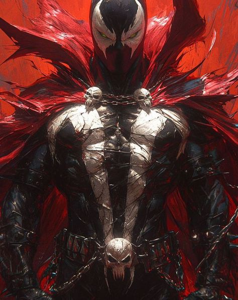 Spawn Marvel, Spawn Characters, Spawn 1, Batman Painting, Red Hood Comic, Soldier Graphic, Spawn Comics, Black Comics, Spiritual Artwork