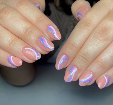 Swirl Short Nails, Swirl Nails, Nails Purple, Cute Animals Puppies, Shellac Nails, How To Do Nails, Short Nails, Nail Ideas, Pink Purple