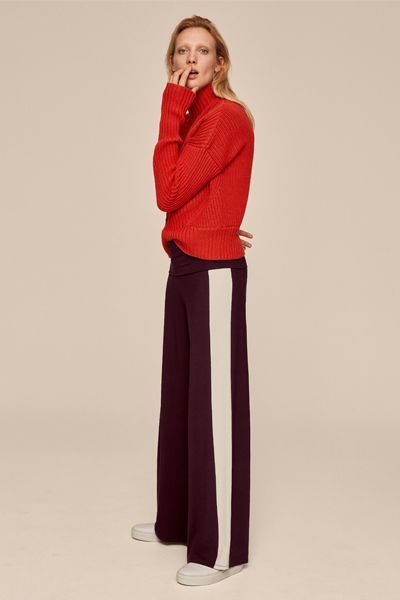 Make Legs Look Longer, Stripe Pants Outfit, Winter Pant, Side Stripe Trousers, Bright Autumn, Clashing Prints, Womens Palazzo Pants, Autumn Palette, Athleisure Style