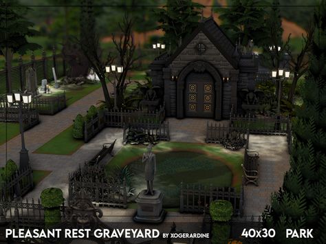 Sims 4 Cemetery Cc, Sims 4 Cemetery, Sims 4 Graveyard, Sims Vampire, Sims4 Mod, Sims Lots, Vampire House, Church Design Architecture, Goth Houses