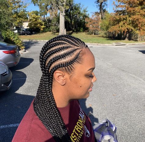 Conrows Lines, Normal Braids, Stitch Braids Hairstyles, Summer Hairdos, Cornrows With Box Braids, Hairstyles Trending, Cornrows Braids For Black Women, Feed In Braids Hairstyles, Goddess Braids Hairstyles