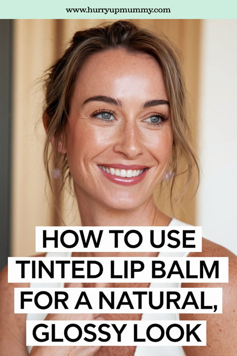 A woman with glowing skin smiles naturally, showcasing a glossy lip look that highlights the benefits of the best tinted lip balm for a subtle, polished finish. Drugstore Lips, Glossier Look, Everyday Makeup Routine, Best Lip Balm, Natural Lip Colors, Natural Lip, Bare Minerals, Tinted Lip Balm, Rare Beauty