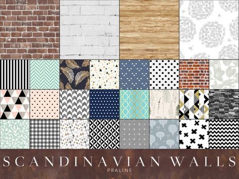 The Sims Resource: Scandinavian Walls by Pralinesims Sims 4 Mods Wallpaper, Sims 4 Scandinavian Cc, Wall Cc Sims 4, Walls Sims 4 Cc, The Sims Resource Sims 4 Furniture, Sims 4 Walls, Sims 4 Cc Walls, Sims 4 Kitchen, The Sims 4 Pc