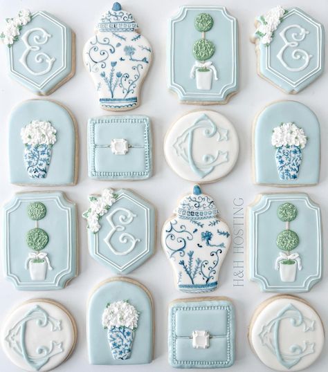 Yall this theme has been in my cookie bucket list for YEARS! I’m so excited I finally got to check it off the list and I just love how it turned out 🤩💙 Ginger jar design and overall inspo from the extremely talented @cowtowncookieco #weddingcookies #bridalshowercookies #engagementcookies #blueandwhitecookies #grandmillennialcookies #grandmillennialstyle #weddingfavors #cookies #decoratedcookies #cookiesofinstagram #sugarcookies #sugarcookiesofinstagram #customcookies #dfwcookies #dfwweddi... Ginger Jar Cookies Decorated, Ginger Jar Cookies, Blue Bridal Cookies, Bridgerton Cookies Decorated, Something Blue Before I Do Cookies, Chinoiserie Cookies, Blue And White Cookies, Cookie Bucket, Cookies Painting