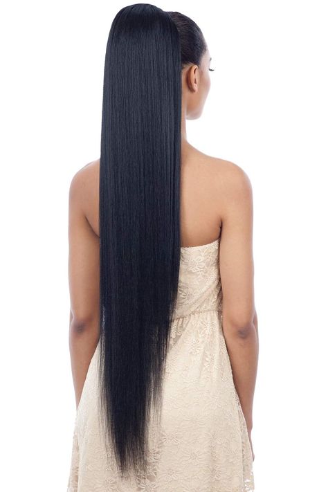 LONG YAKY STRAIGHT 38&#34; (613) - Freetress Equal Synthetic Drawstring Ponytail Grey Hair Pieces, Senegalese Twist Braids, Straight Ponytail, Remy Hair Wigs, Drawstring Ponytail, Braids With Weave, Human Braiding Hair, Colored Wigs, Half Wigs