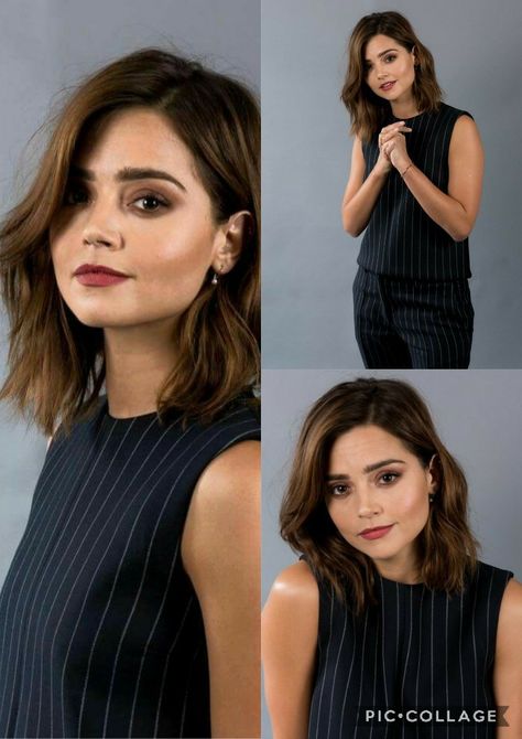 Soft Gamine Haircut, Jenna Coleman Haircut, Jenna Coleman Hair, Mid Hairstyles, Jenna Coleman Style, Gal Gabot, Long Brunette, Haircuts For Wavy Hair, Gorgeous Hair Color