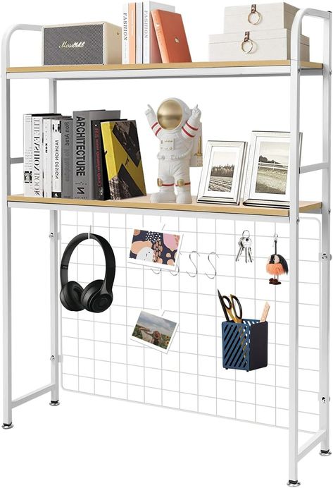 Amazon.com: MARTEXBUY Desktop Bookcase Bookshelf Desk Hutch, 2-Tier Multipurpose Countertop Display Shelf, Adjustable Computer Desktop Rack Organizer for Home Office Dorm Use (White) : Office Products Dorm Packing, Hutch Display, Mattress Encasement, Dorm Desk, Desktop Bookshelf, Dorm Kitchen, Bookshelf Organization, Wood Rack, Desk Hutch