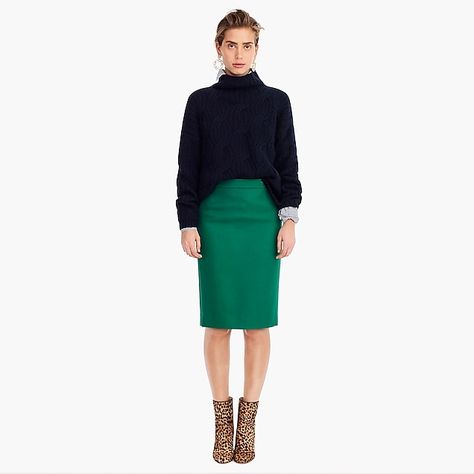 no. 2 pencil skirt in double-serge wool : women's skirts Pencil Skirt Outfit, Sweater Skirt Outfit, Skirt Hangers, Green Pencil, No 2 Pencil, Green Pencil Skirts, Skirt Wool, Jade Color, Pencil Skirt Outfits