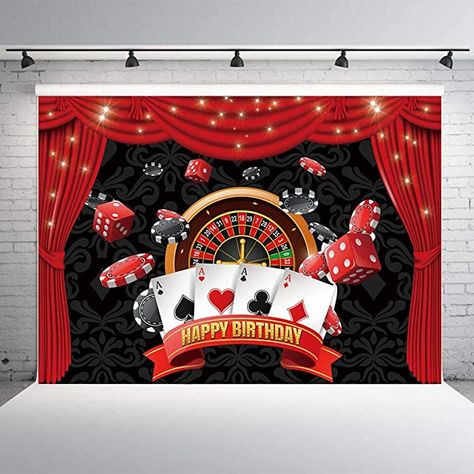 Amazon.com : INRUI Las Vegas Casino Birthday Party Photography Background Playing Cards Red Curtain Birthday Decoration Backdrop (7x5FT) : Camera & Photo Casino Birthday Party, Christmas Photo Booth Backdrop, Casino Birthday, Diy Birthday Backdrop, Birthday Party Photography, Cake Smash Backdrop, Christmas Photo Booth, Easy Backdrops, Avengers Birthday