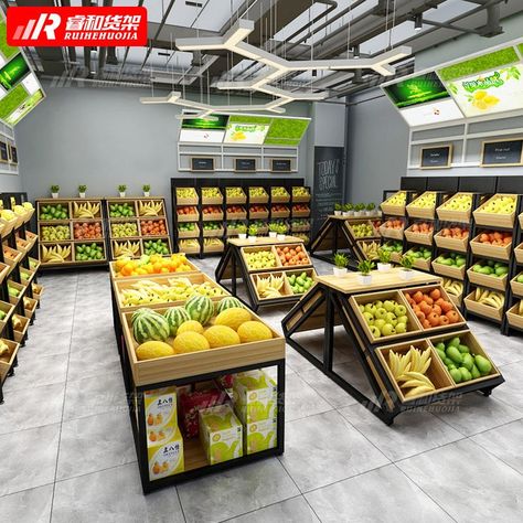 Vegetables Display, Vegetable Display, Supermarket Design Interior, Fruit And Veg Shop, Store Shelves Design, Vegetable Shop, Grocery Store Design, Retail Store Interior Design, Desain Pantry