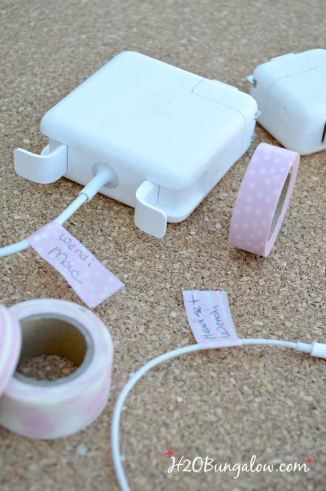 Make easy DIY charger cord labels to keep your cords organized. Avoid the chance of ruining an expensive device, take 5 minutes and follow these steps. How To Label Charger Cords, Cord Labels, Phone Charger Diy, Diy Chargers, Game Setup, Diy Organizer, Phone Cords, Organizing Labels, Diy Labels