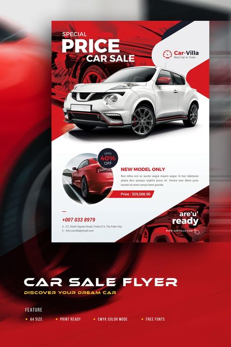 Automotive Flyer Design, Car Promotion Design, Car Battery Ads, Car Flyer Design, Car Dealership Design, Car Graphic Design, Flyer Car, Mailchimp Design, Car Advertisement