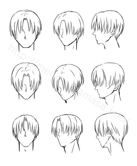 Hair Drawing Middle Part, Boy Hair Drawing, Drawing Male Hair, Pelo Anime, Drawing Hair Tutorial, Manga Hair, Drawing Tutorial Face, Anime Boy Hair, Body Drawing Tutorial