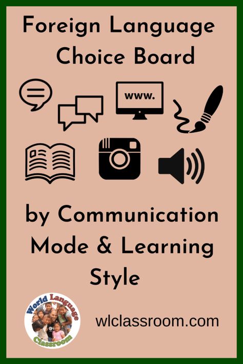 Foreign language (French, Spanish) choice boards hit on all of the communication modes: presentational writing and speaking, interpersonal, interpretative reading and listening.  Also allows for choice based on interest and they lend themselves to differentiation. Perfect for remote, blended, hybrid and in-person teaching in elementary, middle and high school. Be sure to get a digital copy right in your Google docs. World Language Classroom, World Language, Foreign Language Teaching, Language Classroom, Choice Board, High School Spanish, Classroom Procedures, Spanish Teaching Resources, Language French