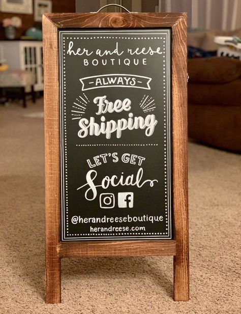 Boutique Sign Business Signage Social Media Sign A-frame | Etsy Business Chalkboard Sign, Business Chalkboard, Sidewalk Chalkboard Sign, Rustic Wooden Wedding Signs, Sign Easel, Chalkboard Easel, Shop Board, Farmer Market, Sidewalk Sign