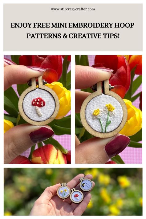 Tiny Hand Embroidery Patterns Free, Mini Embroidery Hoop Keychain, Mini Embroidery Patterns Free, Tiny Embroidery Designs, Miniature Embroidery Patterns Free, Small Embroidery Projects, Mini Embroidery Designs, Mini Embroidery Hoop Ideas, Embroidery Keychain Diy