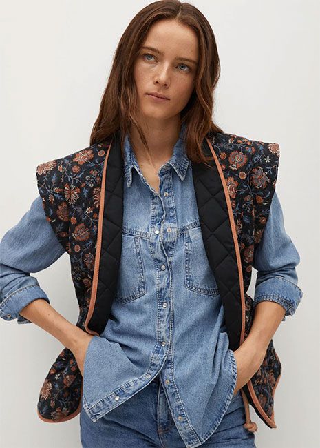 20 best gilets for women this spring 2021: From M&S quilted gilet to ASOS' shearling vest & MORE | HELLO! Gilet Outfit Women, Quilted Vest Outfit, Gilet Outfit, Metallic Pleated Skirt, Quilted Gilet, Striped Vests, Shearling Vest, Polyester Jacket, Light Knit