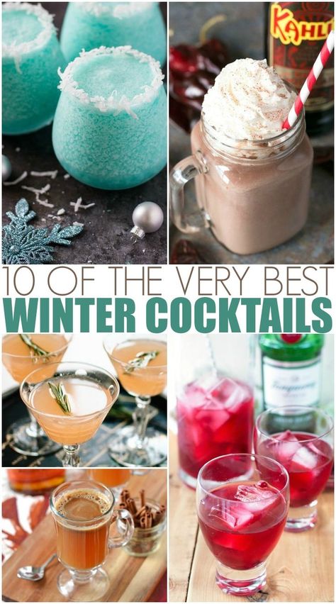 10 The Very Best Winter Cocktails. #CocktailRecipes #WinterDrinks #Vodka #Cocktails #CocktailParty Frosty The Snowman Cocktail Recipe, Snow Day Drinks Alcohol, Signature Winter Cocktails, January Alcoholic Drinks, Snowball Drink Cocktails, Winter Theme Drinks, Winter Theme Cocktails, Winter Inspired Cocktails, Coctails Recipes Easy Winter