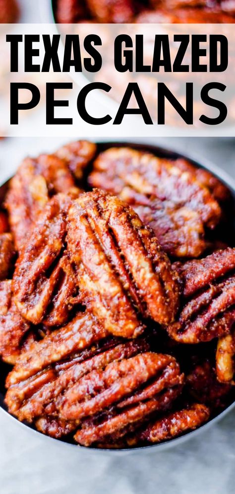 A bowl of texas glazed pecans. Fried Pecans Recipe, Pecan Sugar Coated, Honey Glazed Pecans, Seasoned Pecans Recipe, Sweet And Salty Pecans Recipe, Savory Roasted Pecans, Glazed Almonds Recipe, Cinnamon Pecans Recipe, Christmas Pecans