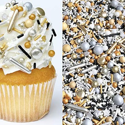 Sprinkles | 4 oz | Gold and silver sprinkles | Metallic sprinkles | New year sprinkles | Glamour sprinkles | Sprinkle... Rose Gold Sprinkles, Silver Sprinkles, Fancy Sprinkles, Gold Sprinkles, Cookie Toppings, Palm Kernel Oil, Sprinkle Cookies, Buttercream Icing, Gum Arabic