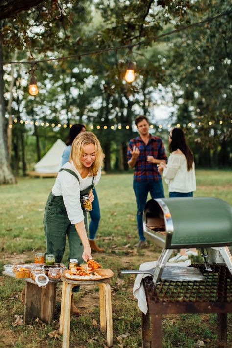 A Pizza Party on the Pasture: Home Place for Your Next Glamping Getaway — Caramelized Fall On The Farm, Pizza Topping, Glamping Party, Branding Shoot, Roasted Mushrooms, Pesto Sauce, Dough Balls, Pizza Party, Pizza Toppings