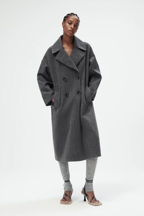 A Large Coat: Zara Oversized Coat Special Edition Zara Oversized Coat, Lapel Collar Coat, Overcoat Jacket, Zara Coat, Perfect Coat, Tweed Coat, Grey Coat, Collared Coat, Red Coat