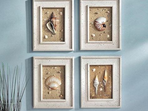 Seashell Bathroom Decor, Strand Decor, Beach Theme Wall Decor, Beach Themed Wall Art, Beach Theme Bathroom Decor, Seashell Wall Decor, Diy Beach Decor, Art Coquillage, Seashell Wall Art